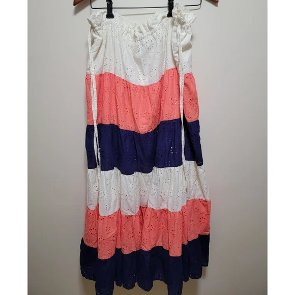 Anthropologie Fantine Maxi Colorblock Cotton Pullon Skirt size XL
